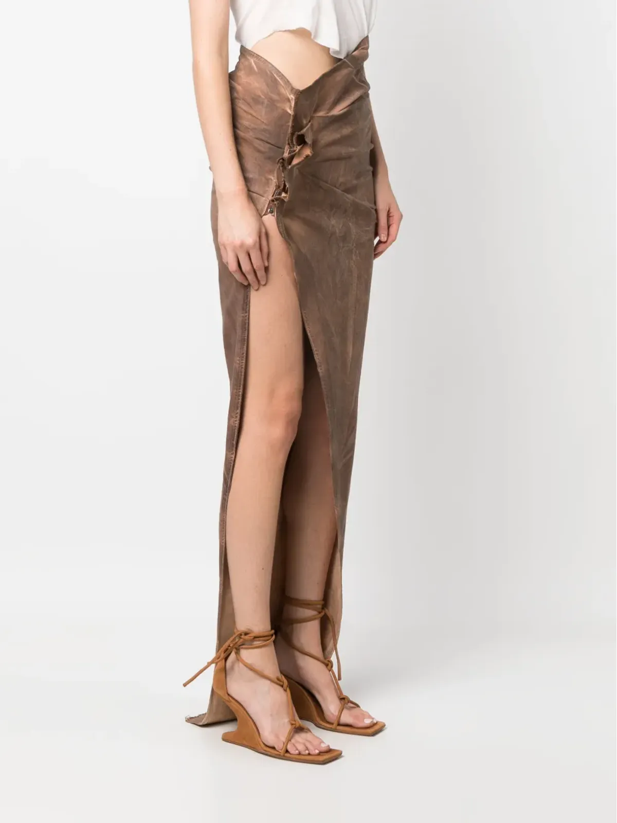 Rick Owens DRKSHDW Edfu アシンメトリック マキシスカート - 画像3
