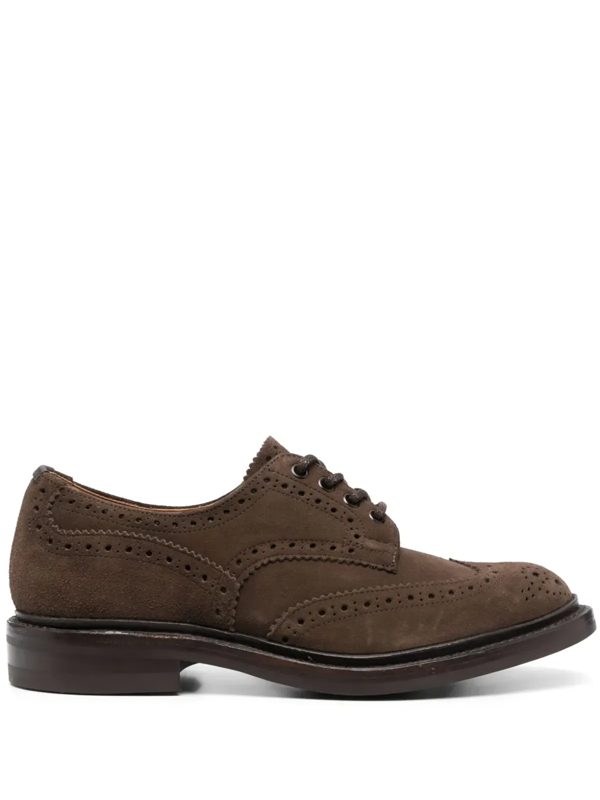 Tricker's トリッカーズ ブローグディテール スエード ダービーシューズ - 画像1