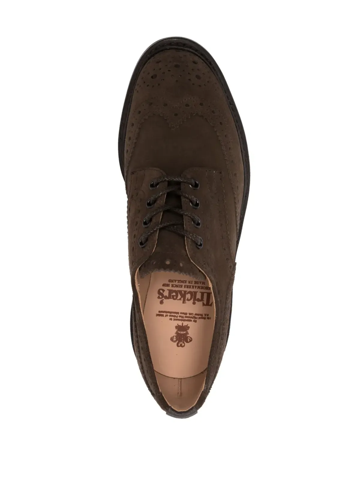 Tricker's トリッカーズ ブローグディテール スエード ダービーシューズ - 画像4