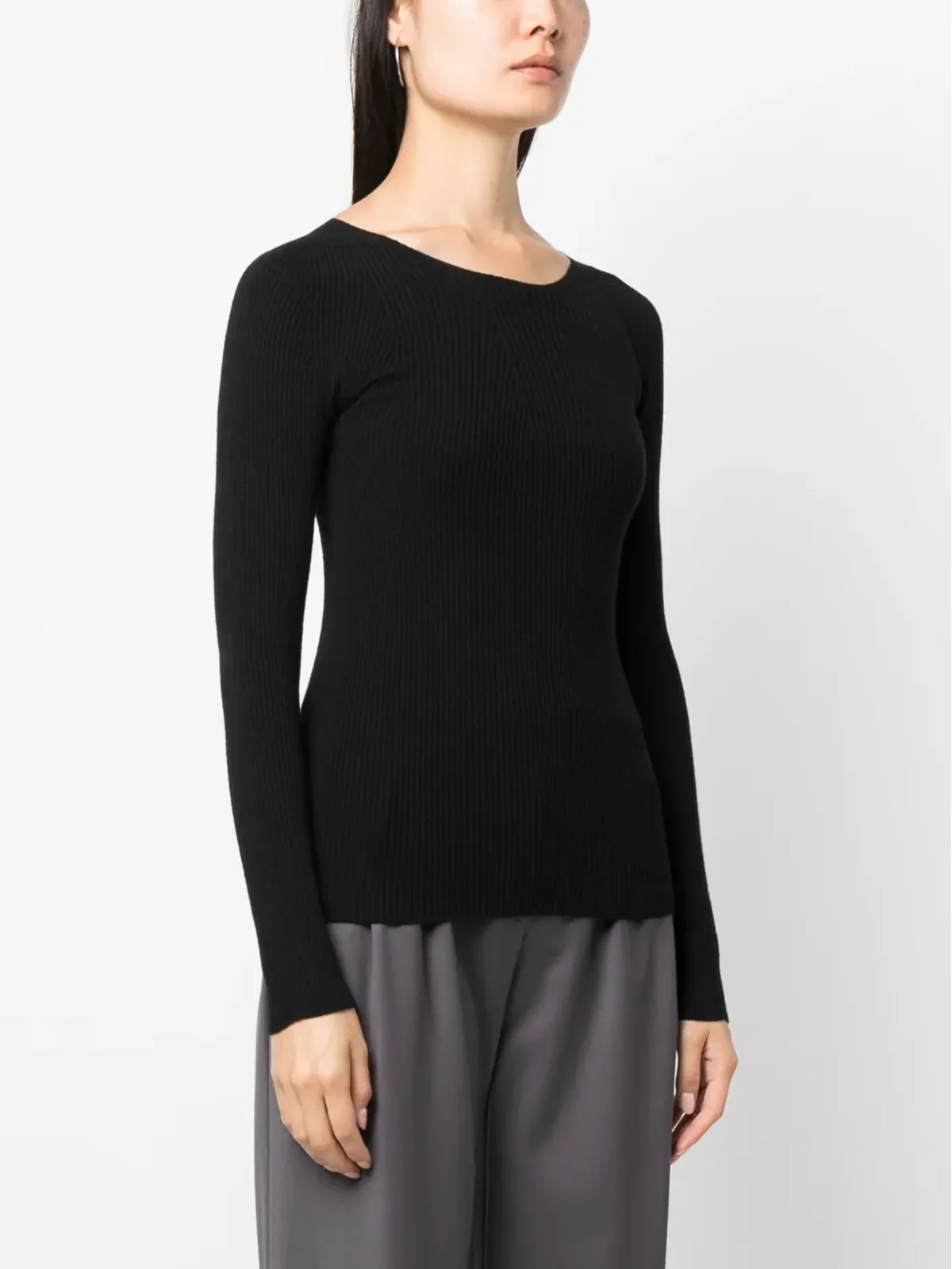Emporio Armani シームレスリブ編みニットセーター - 画像3