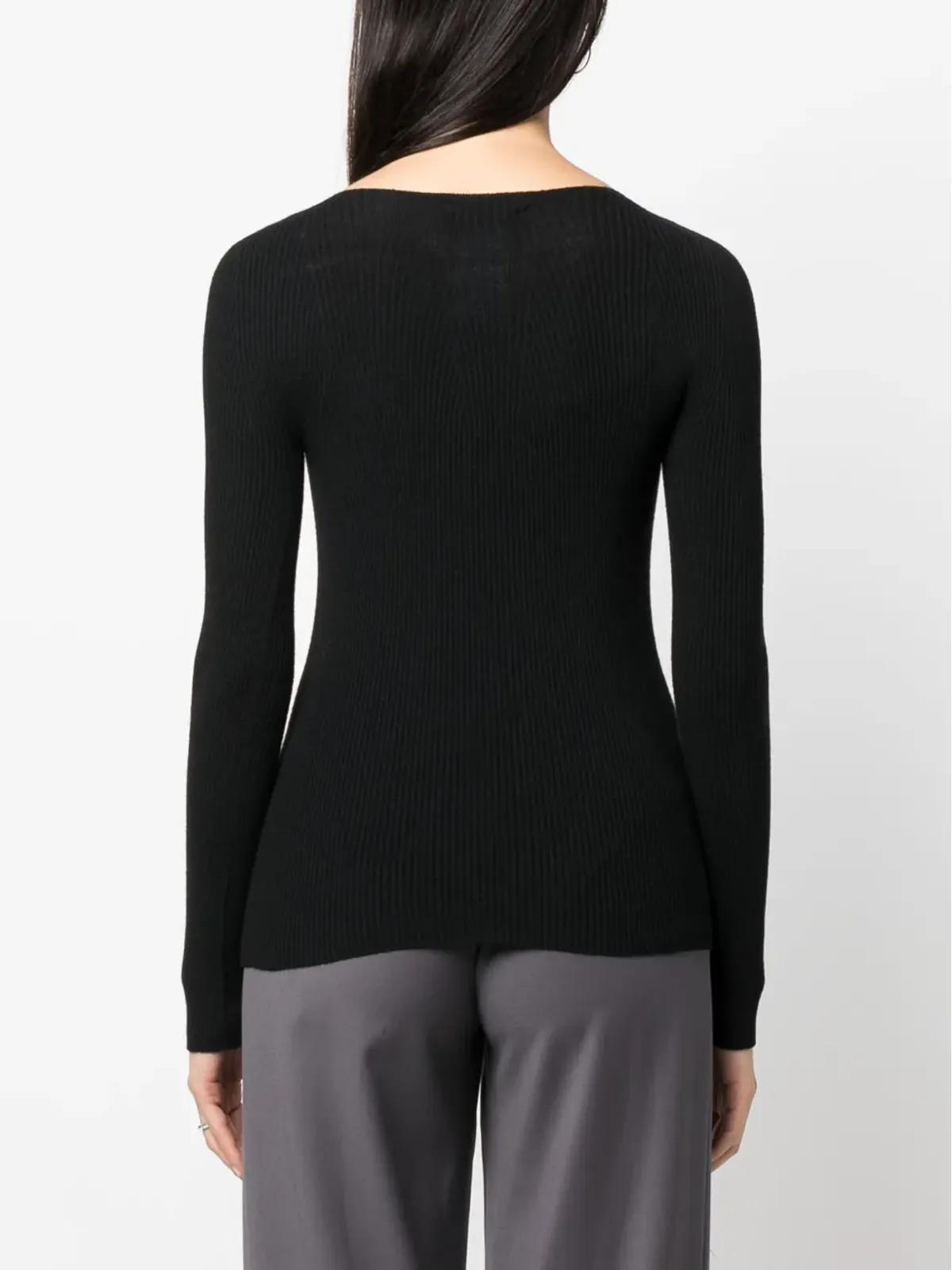 Emporio Armani シームレスリブ編みニットセーター - 画像4