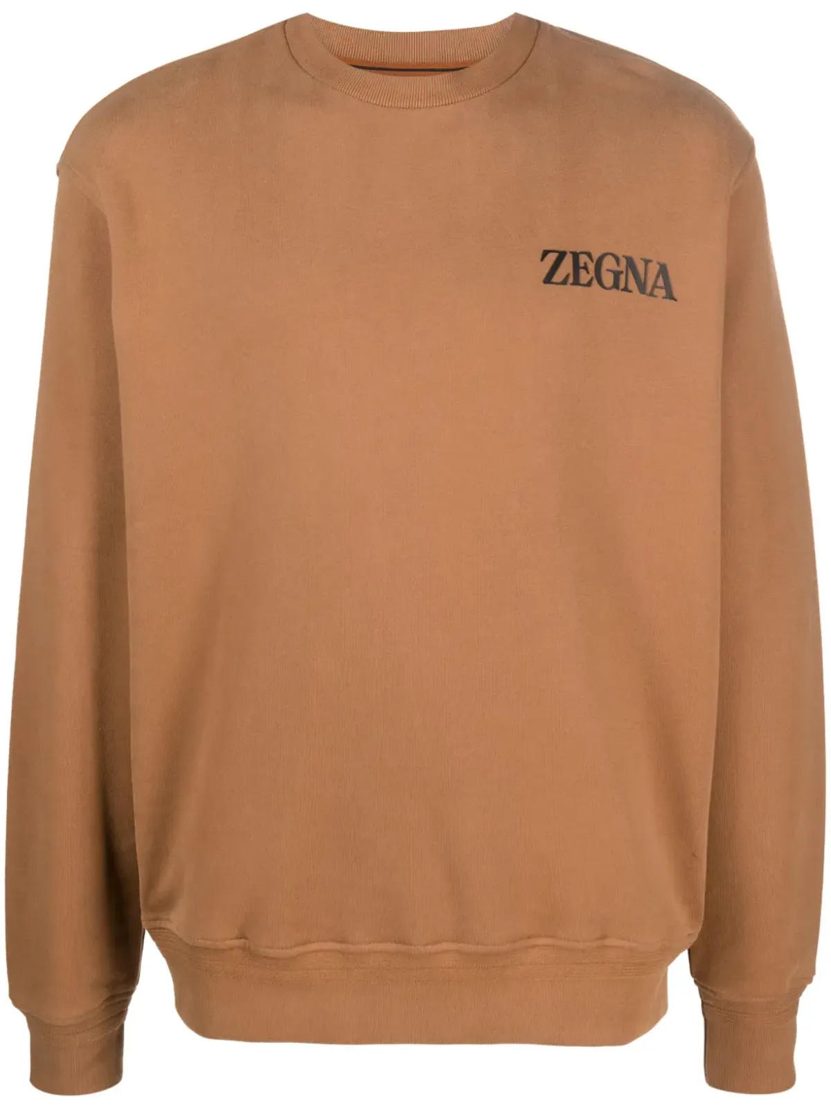 Zegna ロゴエンボス加工コットン スウェットシャツ ブラウン - 画像1