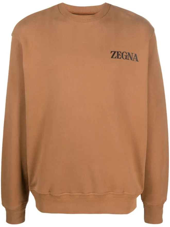 ZEGNA Zegna ロゴエンボス加工コットン スウェットシャツ ブラウンの商品画像