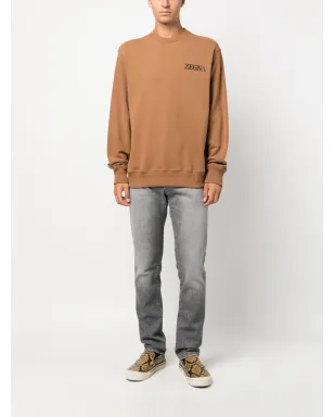 Zegna ロゴエンボス加工コットン スウェットシャツ ブラウン - サムネイル2