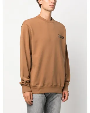 Zegna ロゴエンボス加工コットン スウェットシャツ ブラウン - サムネイル3