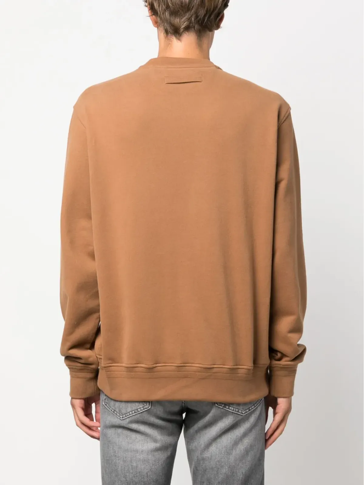 Zegna ロゴエンボス加工コットン スウェットシャツ ブラウン - 画像4
