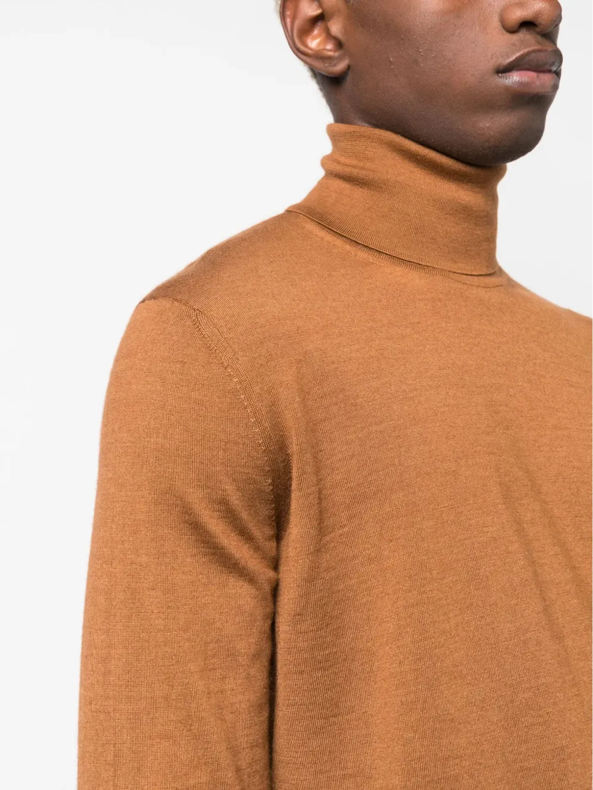 Zegna ロールネック ファインニット ジャンパー ブラウン - 画像5