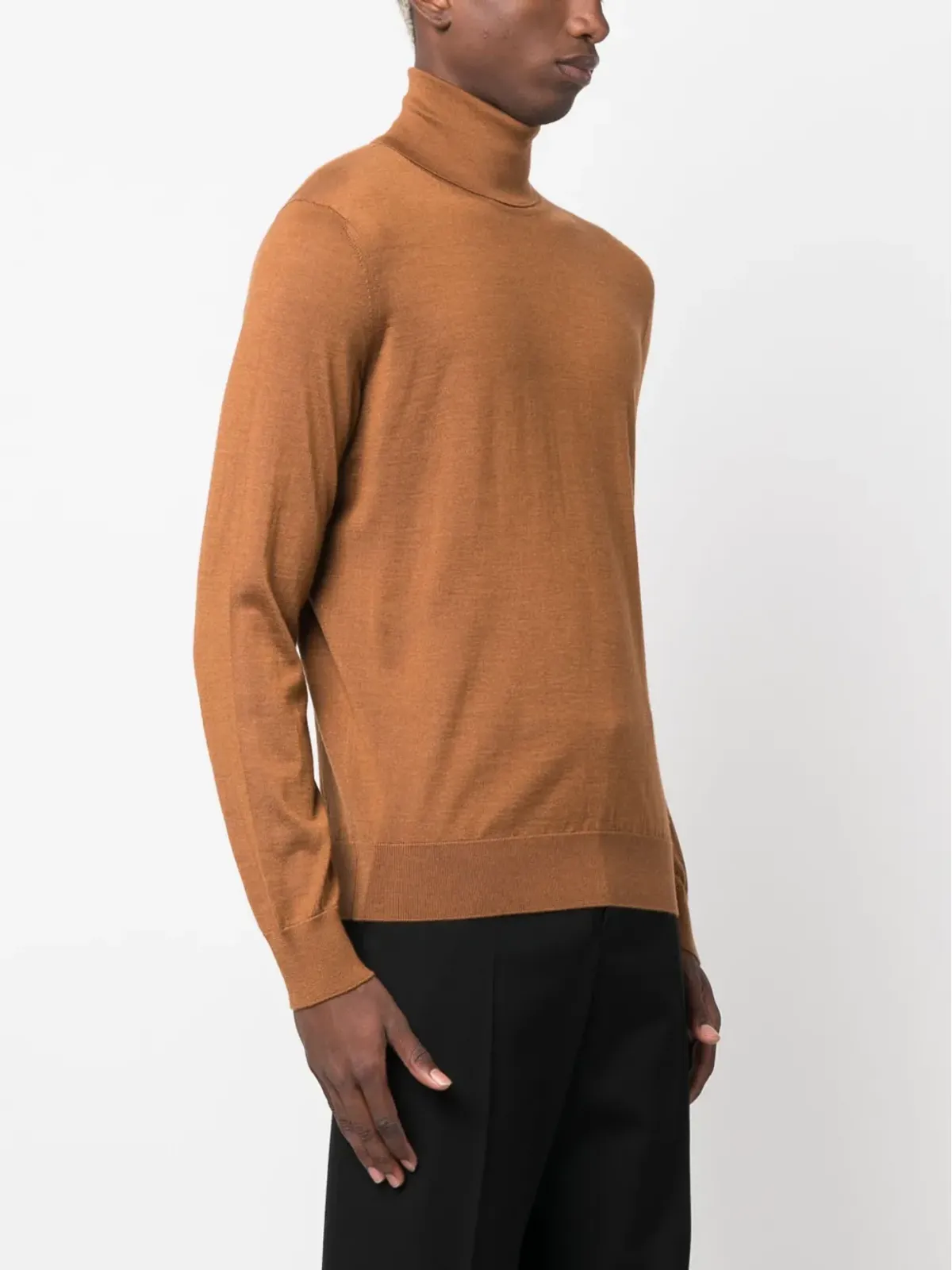 Zegna ロールネック ファインニット ジャンパー ブラウン - 画像3