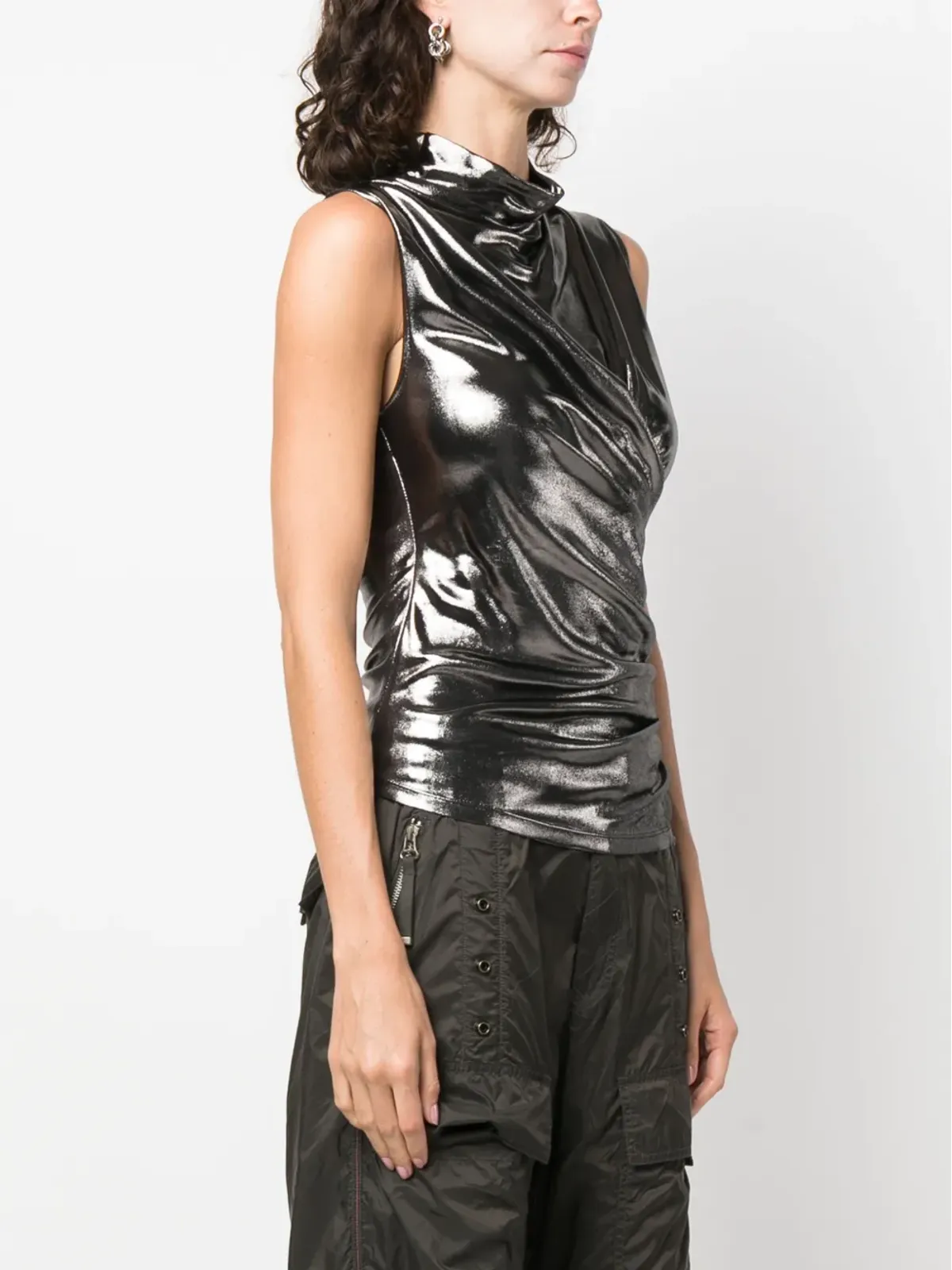 Blumarine ドレープメタリックトップ - 画像3