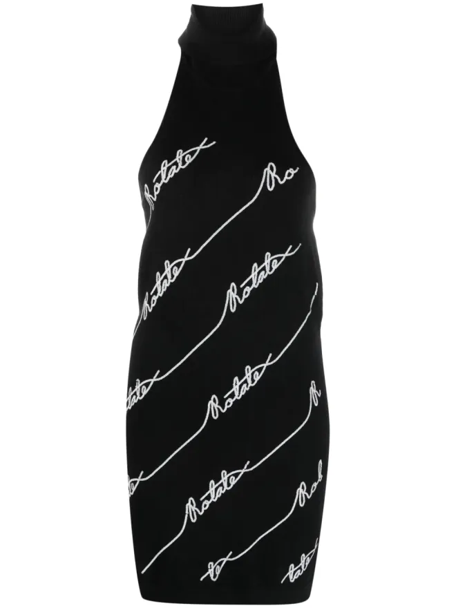 ROTATE BIRGER CHRISTENSEN ROTATE BIRGER CHRISTENSEN スパンコールロゴ装飾ホルターネックミニドレスの商品画像