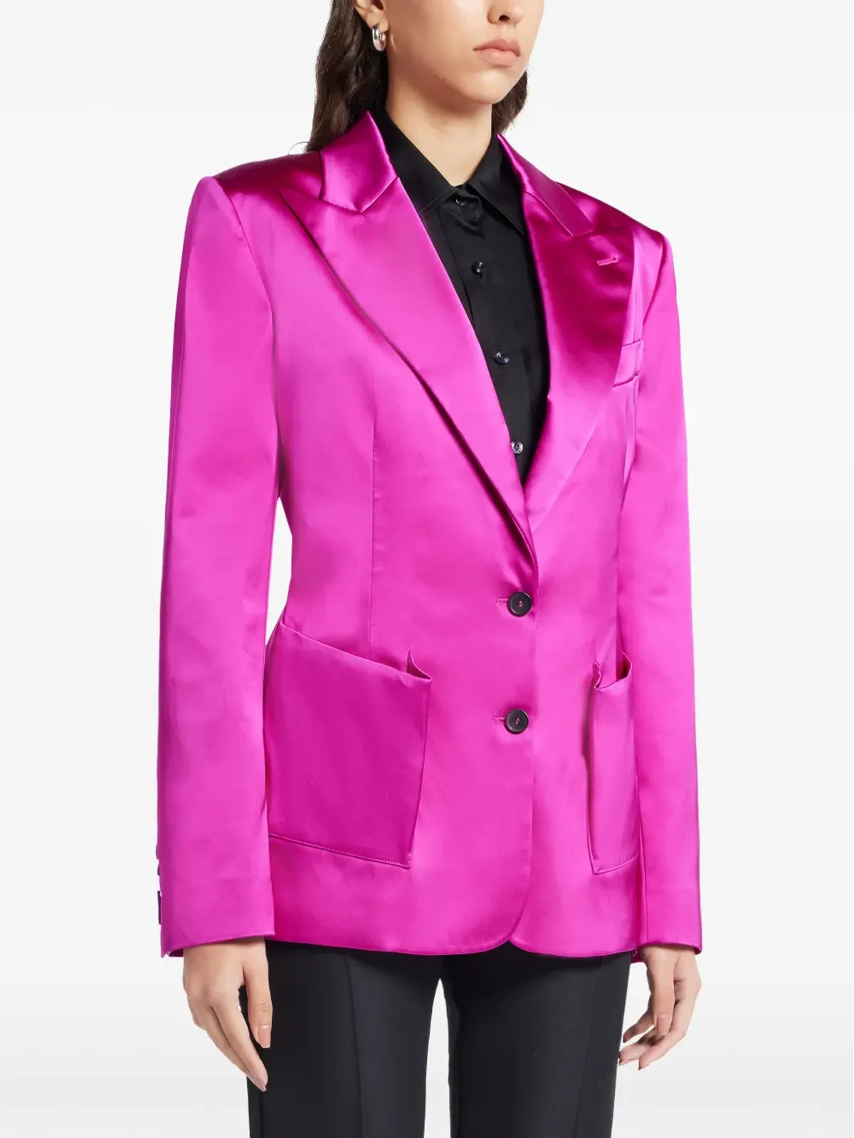 TOM FORD ピンクのシングルブレスト サテン ブレザー - 画像3