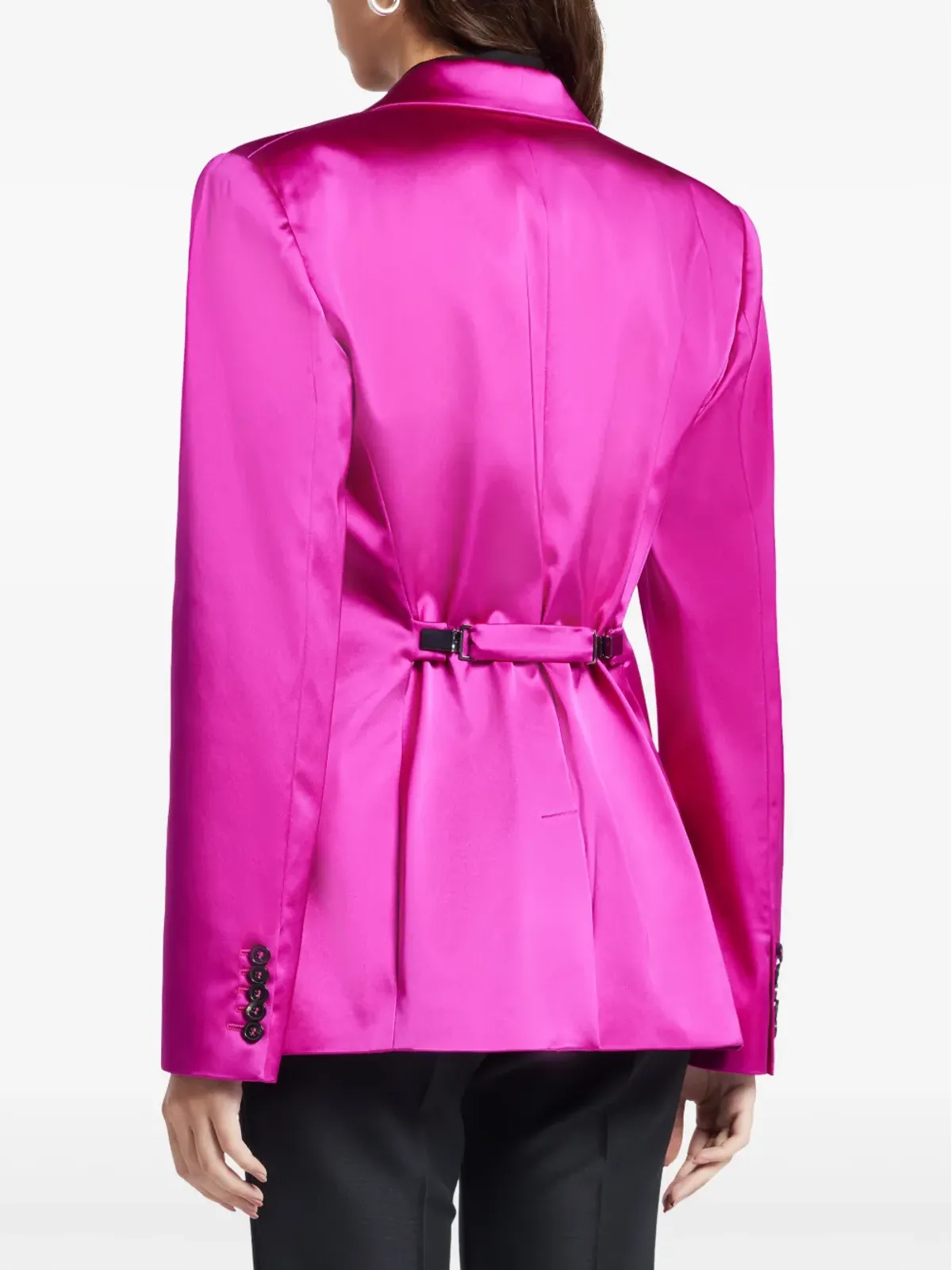 TOM FORD ピンクのシングルブレスト サテン ブレザー - 画像4