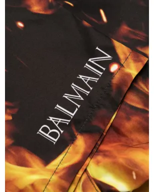 Balmain ロゴプリント ドローコード付きスイムショーツ - ブラック - サムネイル3