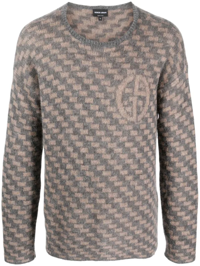 Giorgio Armani Giorgio Armani 幾何学柄インターシャニットジャンパー - Greyの商品画像