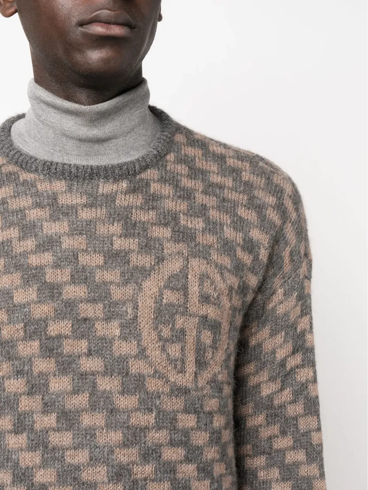 Giorgio Armani 幾何学柄インターシャニットジャンパー - Grey - 画像5