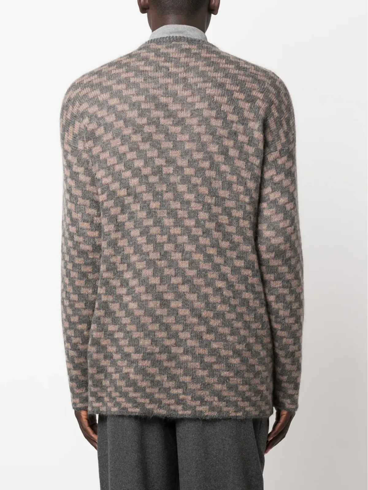 Giorgio Armani 幾何学柄インターシャニットジャンパー - Grey - 画像4