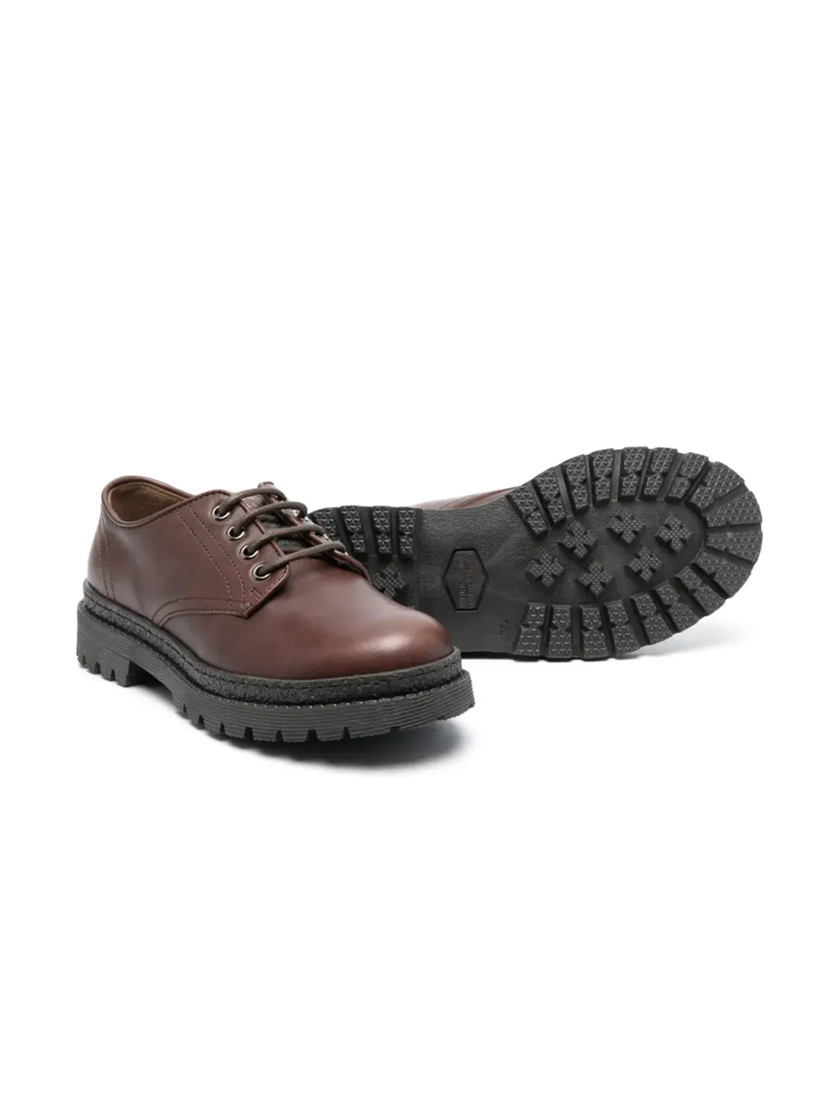 Brunello Cucinelli Kids ロゴパッチ レザー ローファー - 画像2