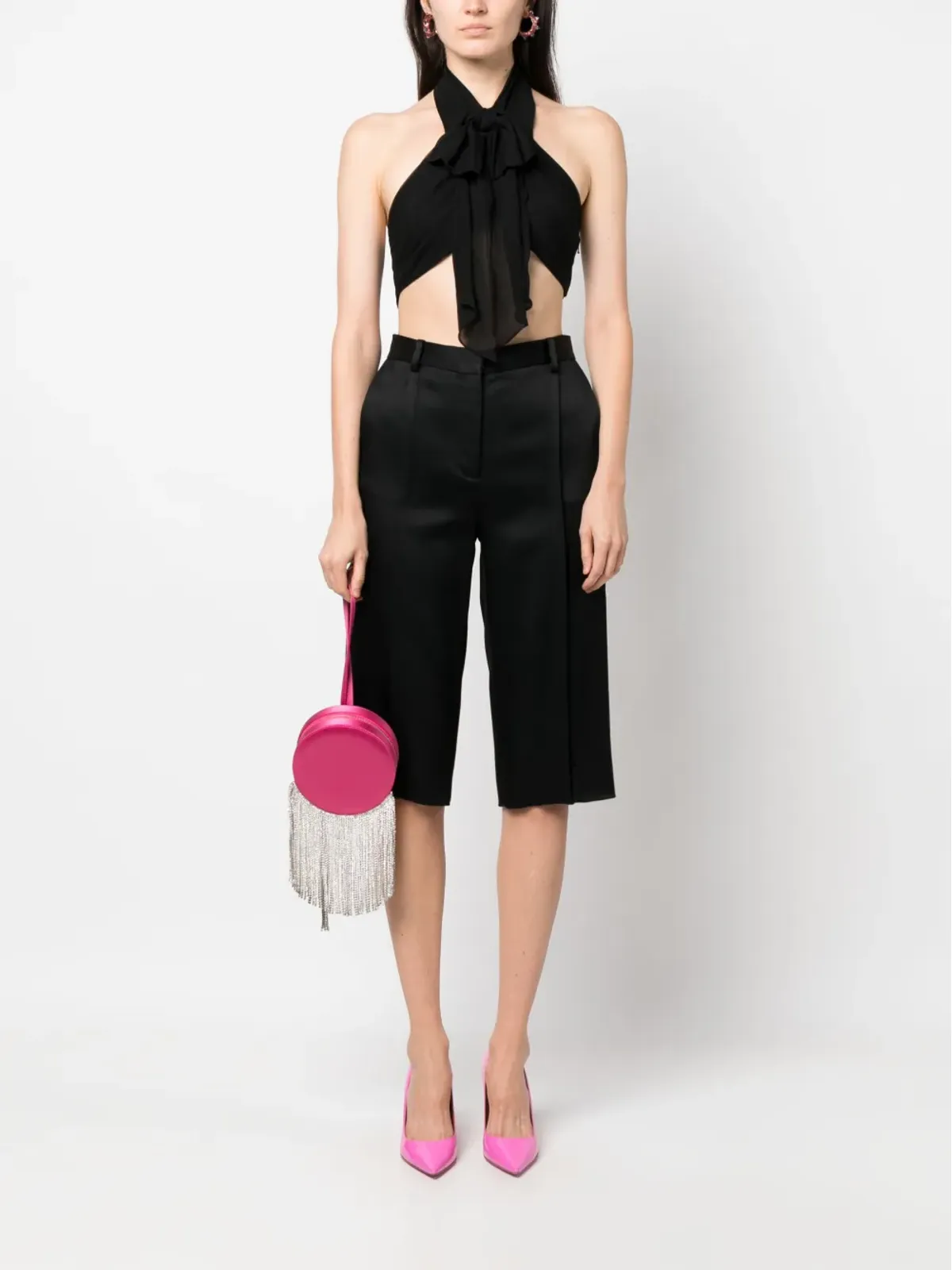 Moschino バックレス シルク クロップトップ - 画像2