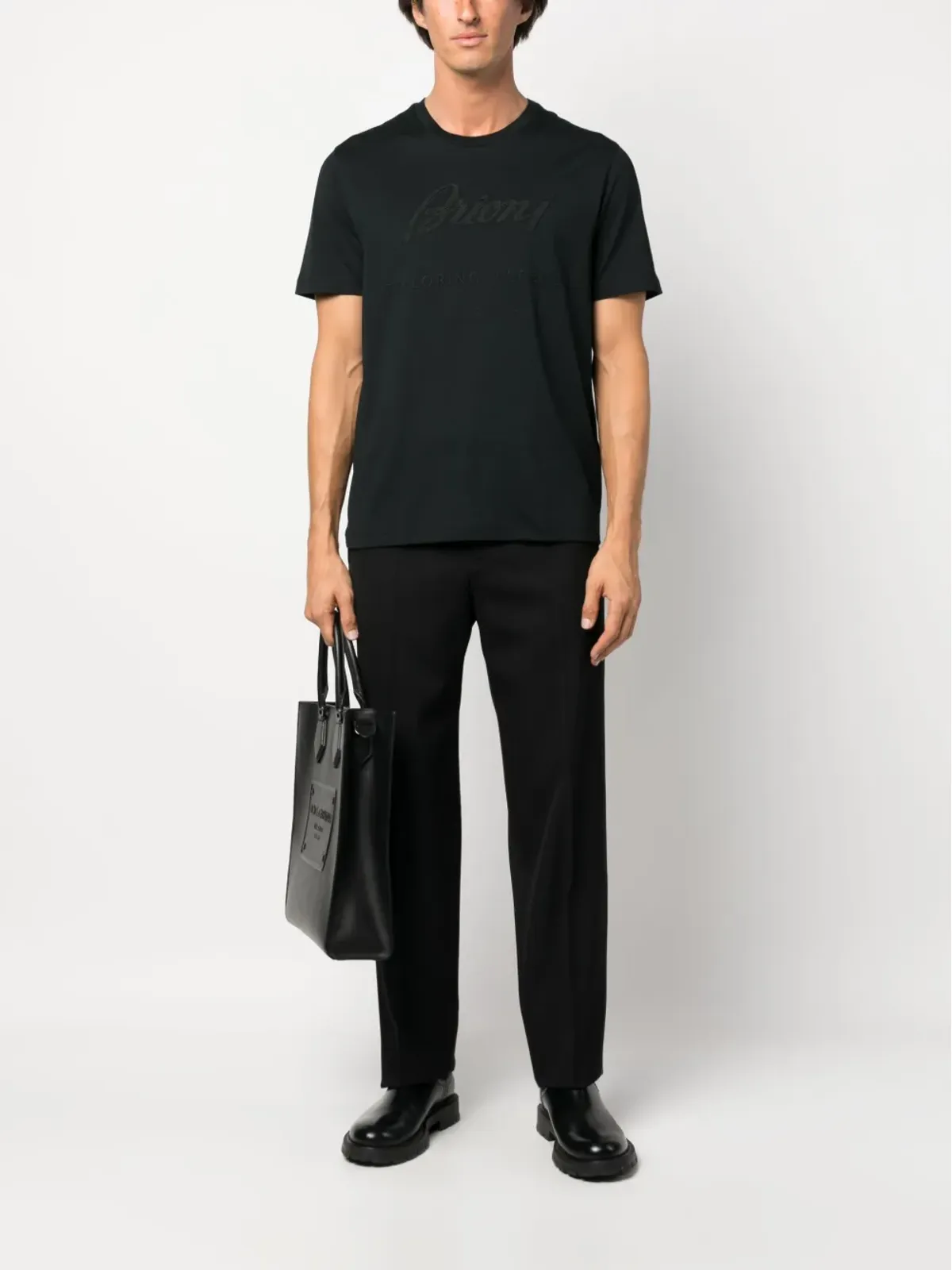 Brioni ロゴ刺繍入り コットン Tシャツ - 画像2