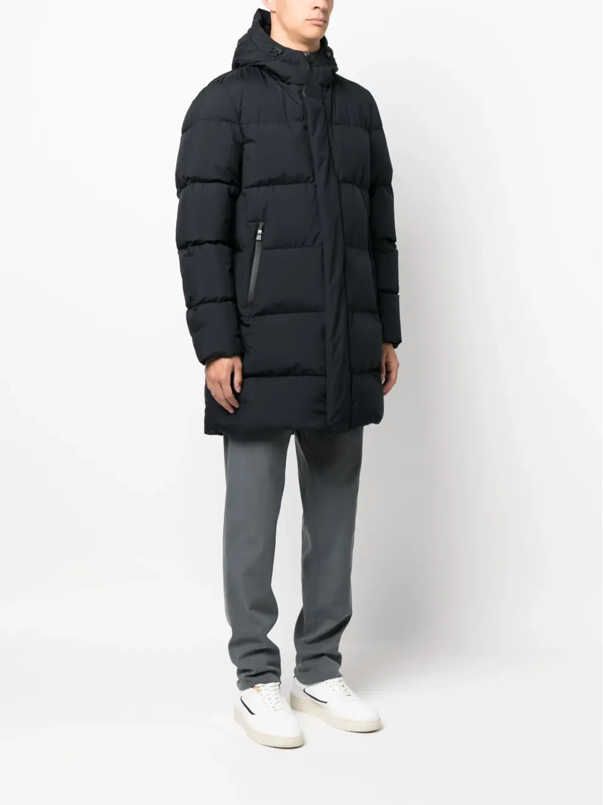 Herno キルテッドフード付きパディッドコート - 画像3