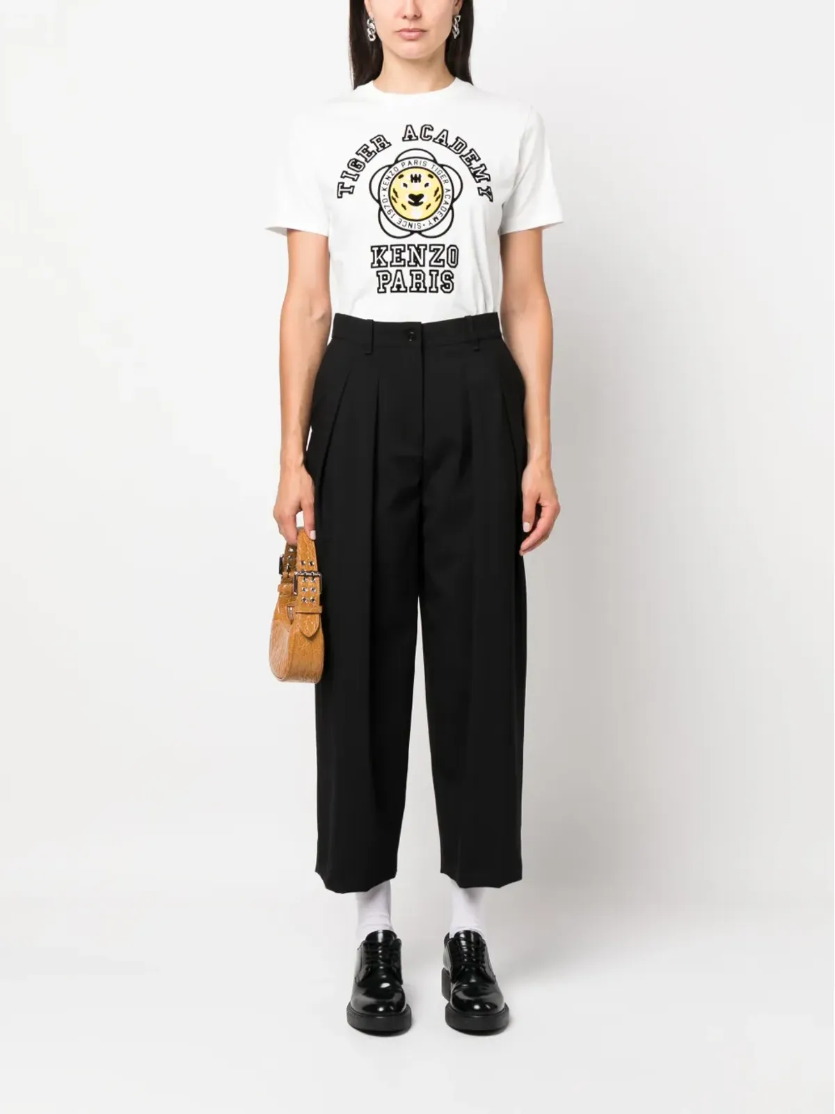 Kenzo プリーツディテール クロップドパンツ - ブラック - 画像2