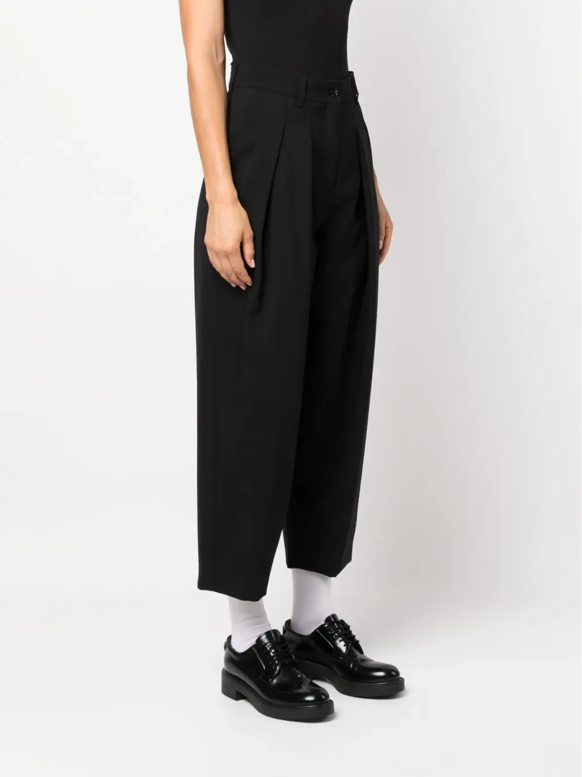 Kenzo プリーツディテール クロップドパンツ - ブラック - 画像3