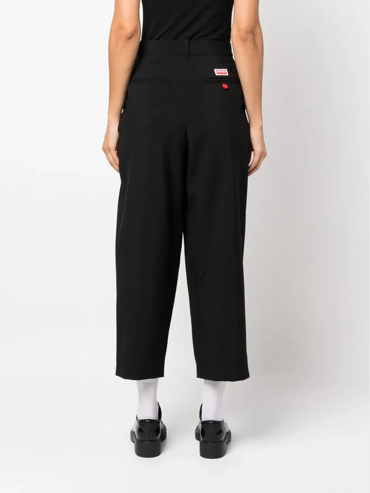 Kenzo プリーツディテール クロップドパンツ - ブラック - 画像4