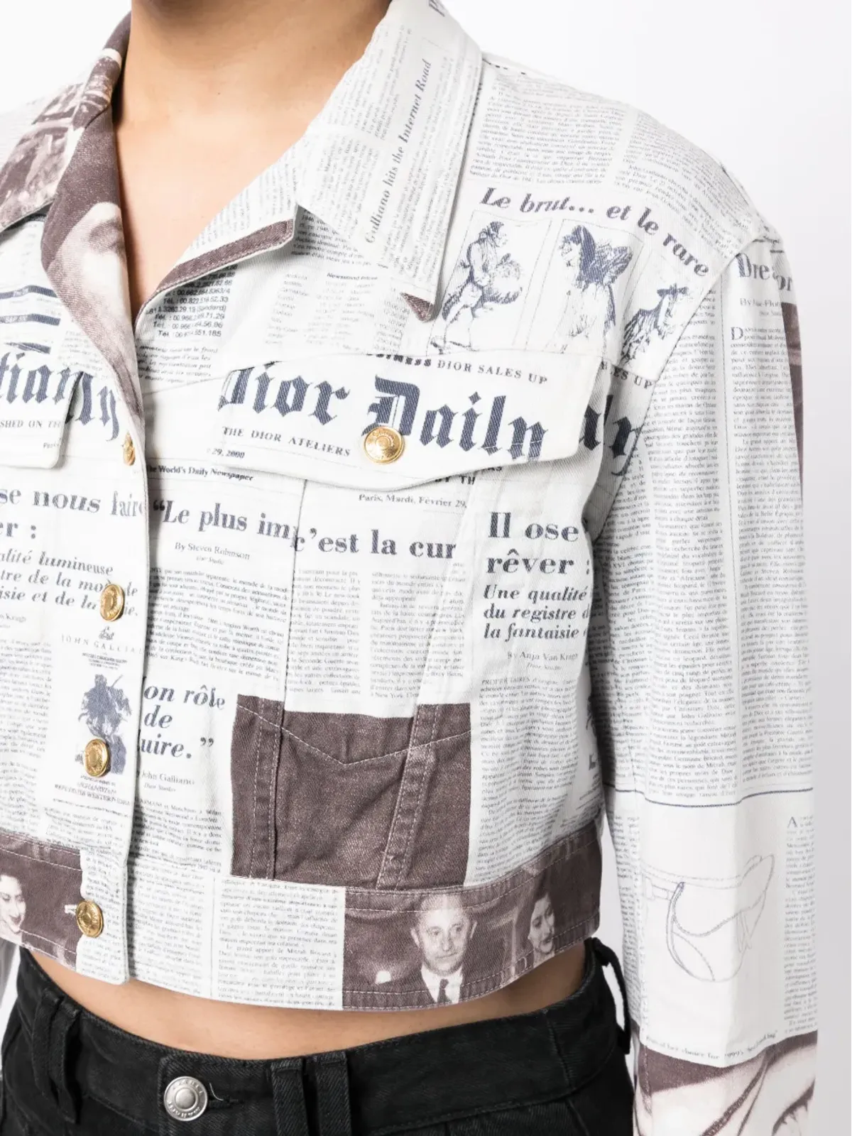 Christian Dior Pre-Owned 紙面柄クロップドジャケット - 画像5