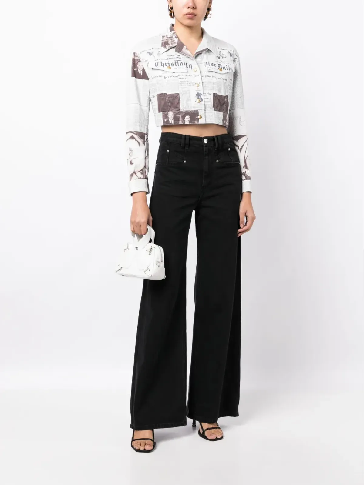Christian Dior Pre-Owned 紙面柄クロップドジャケット - 画像2
