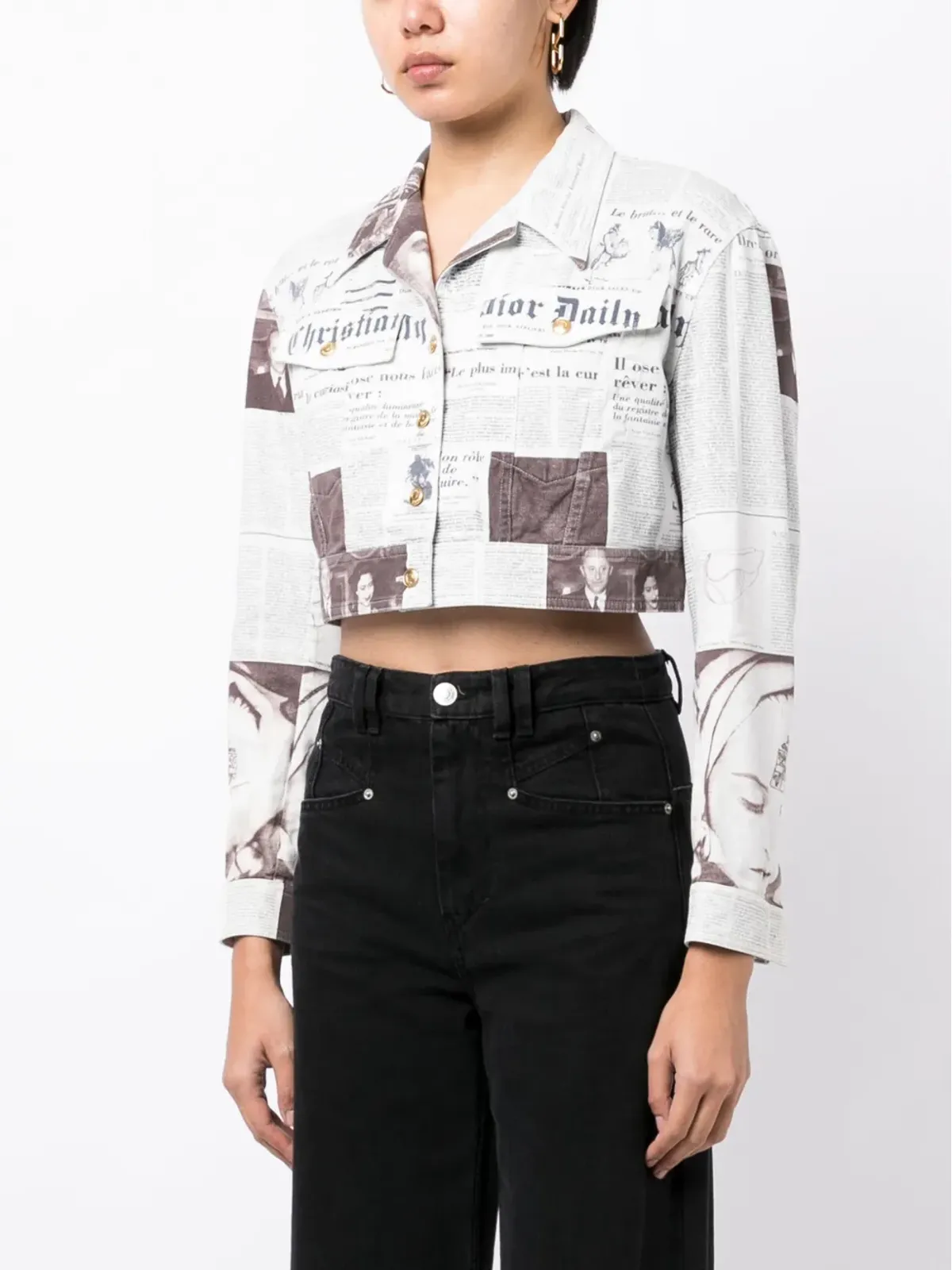Christian Dior Pre-Owned 紙面柄クロップドジャケット - 画像3