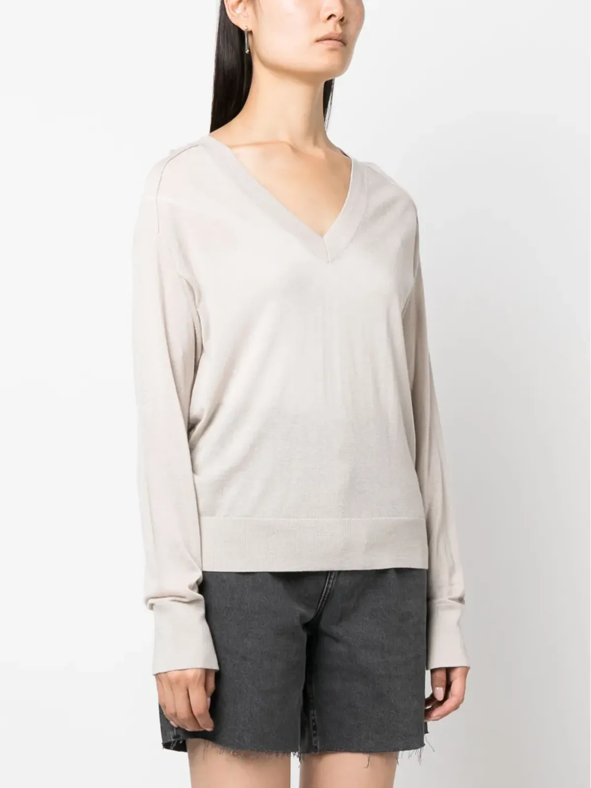 Calvin Klein V-neckウールジャンパー - PE9 SILVER GRAY - 画像3