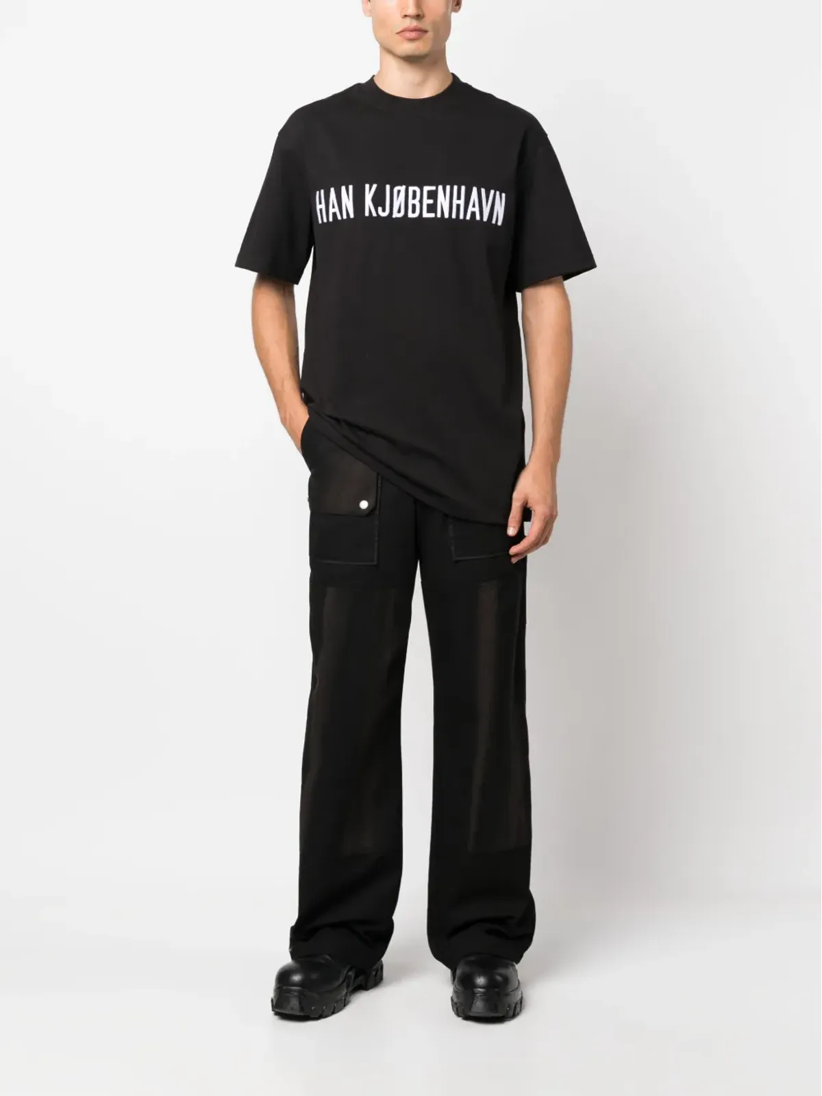 Han Kjøbenhavn ロゴプリント オーガニックコットン Tシャツ - 画像2