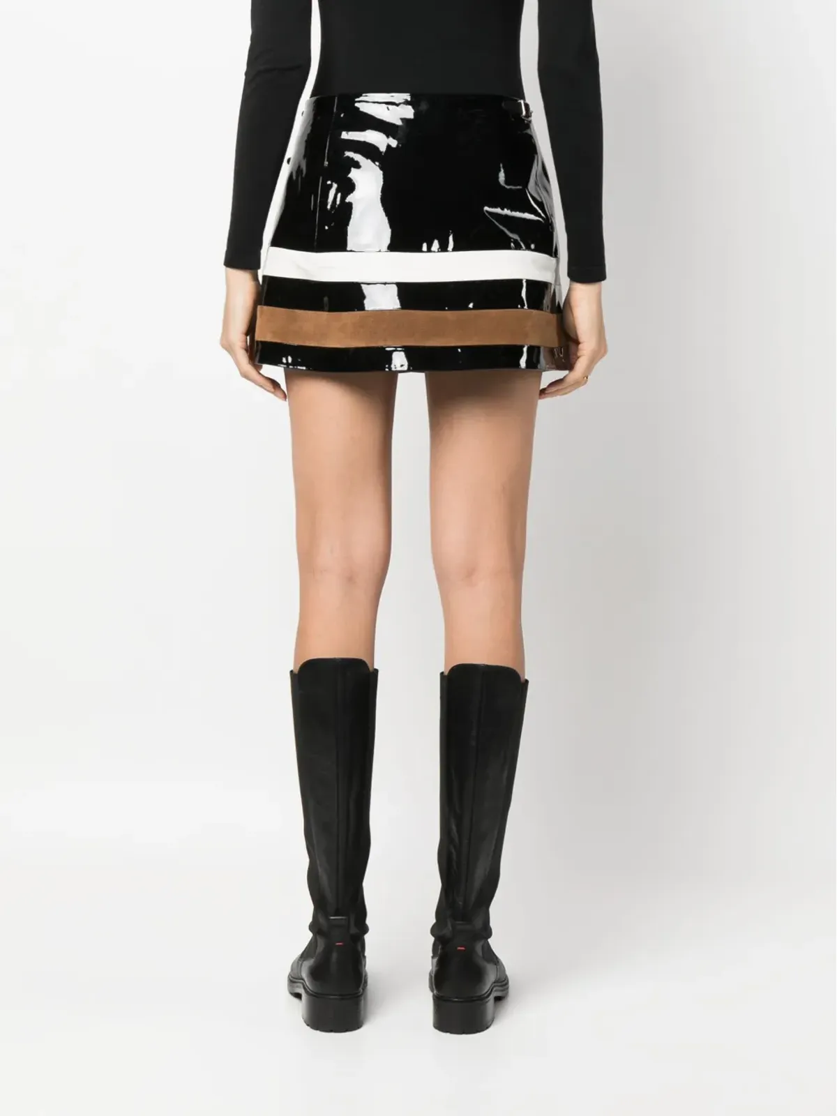 Durazzi Milano バックル留めパテントレザー ミニスカート - 画像4