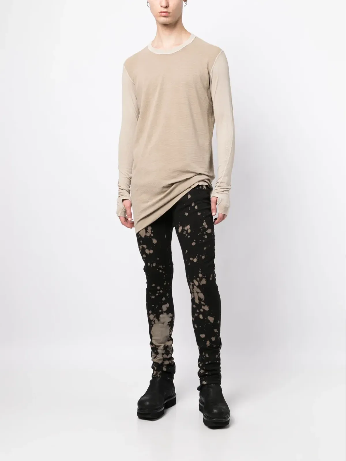 Boris Bidjan Saberi ボリス バイジャン サベリ ブリーチ加工スリムジーンズ - 画像2
