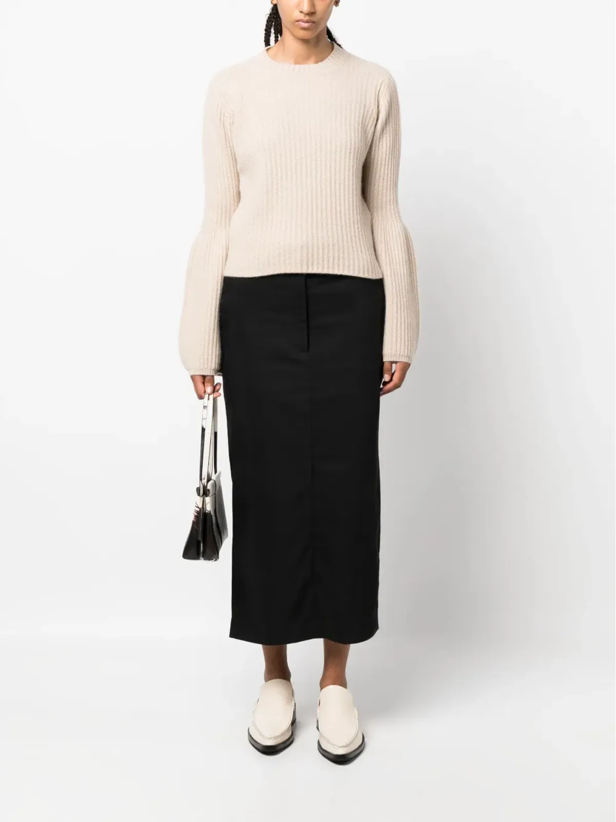 Allude フィッシャーマンズニット ビショップスリーブ セーター - 画像2