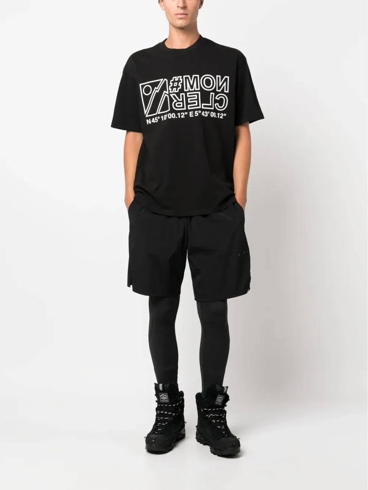 Moncler Grenoble ロゴプリント コットン Tシャツ ブラック - 画像2