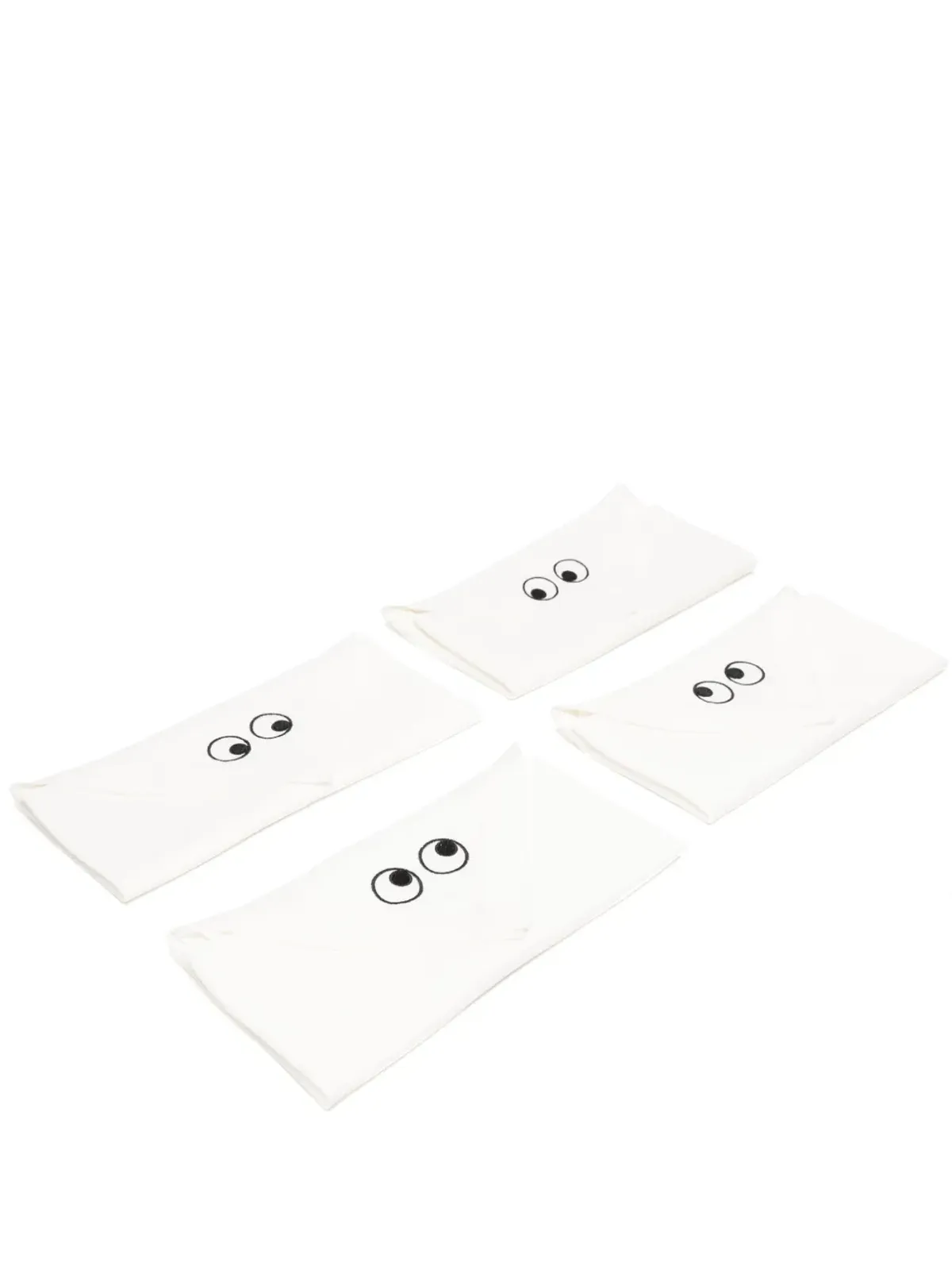 Anya Hindmarch embroidered-motif linen napkins (set of four) - White - 画像1