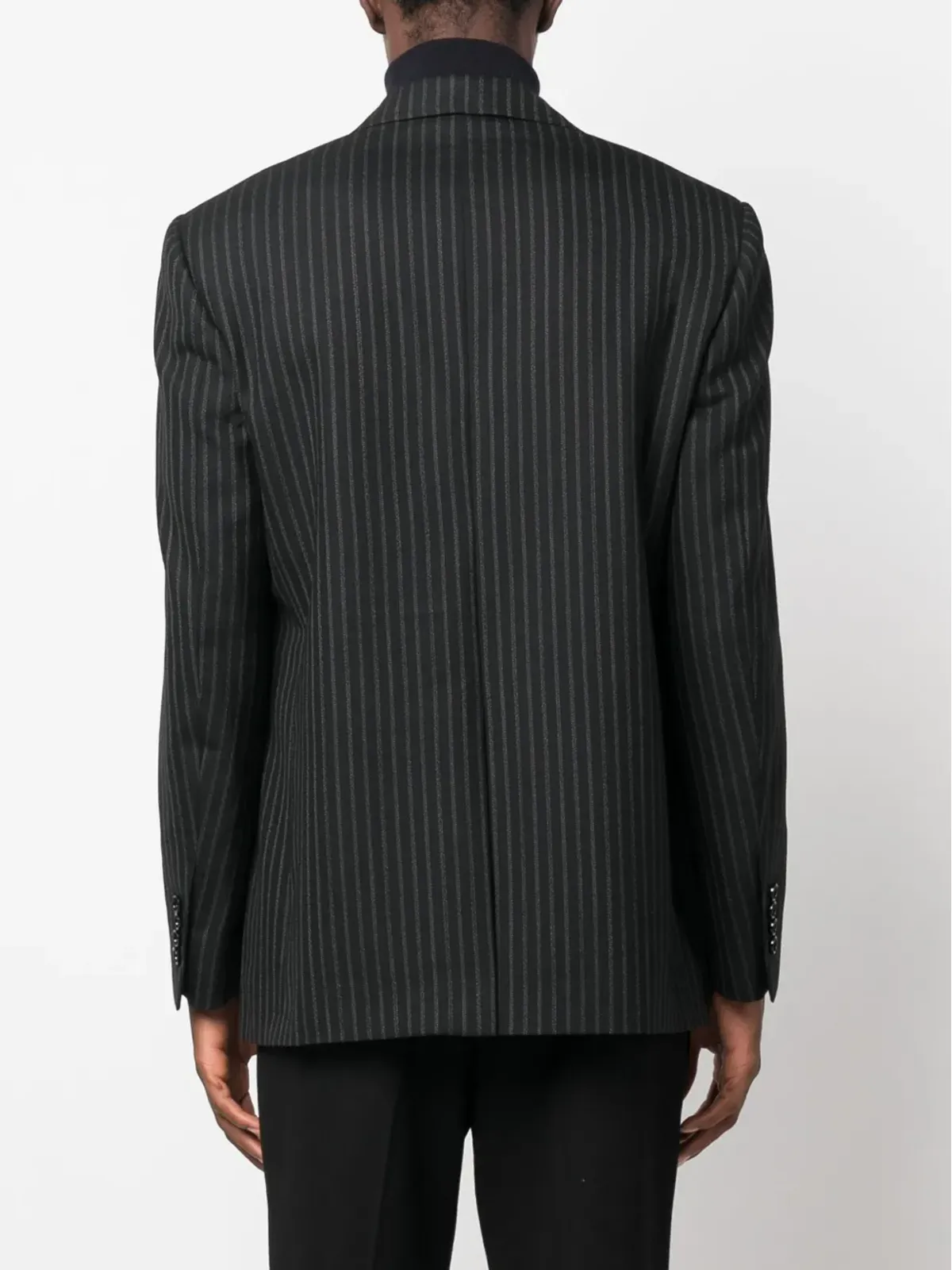 Lardini ピンストライプ柄 シングルブレスト ブレザー（ブラック） - 画像4