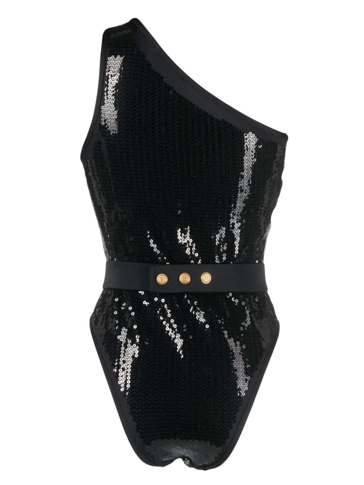 Balmain スパンコール付きワンショルダースイムスーツ - ブラック - 画像2