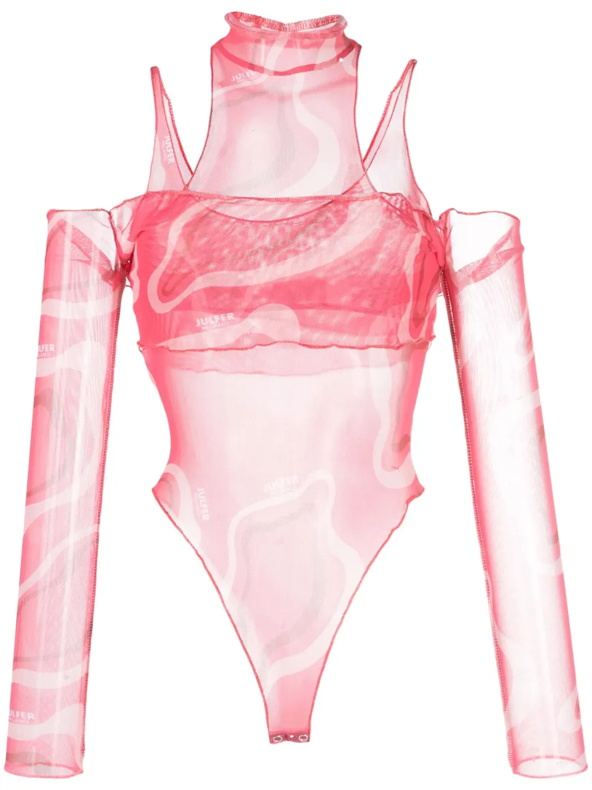 JULFER Janet wave-print bodysuit - Pink - 画像1