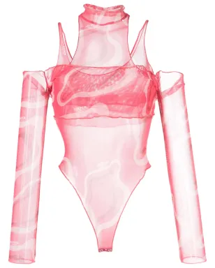 JULFER Janet wave-print bodysuit - Pink - サムネイル1