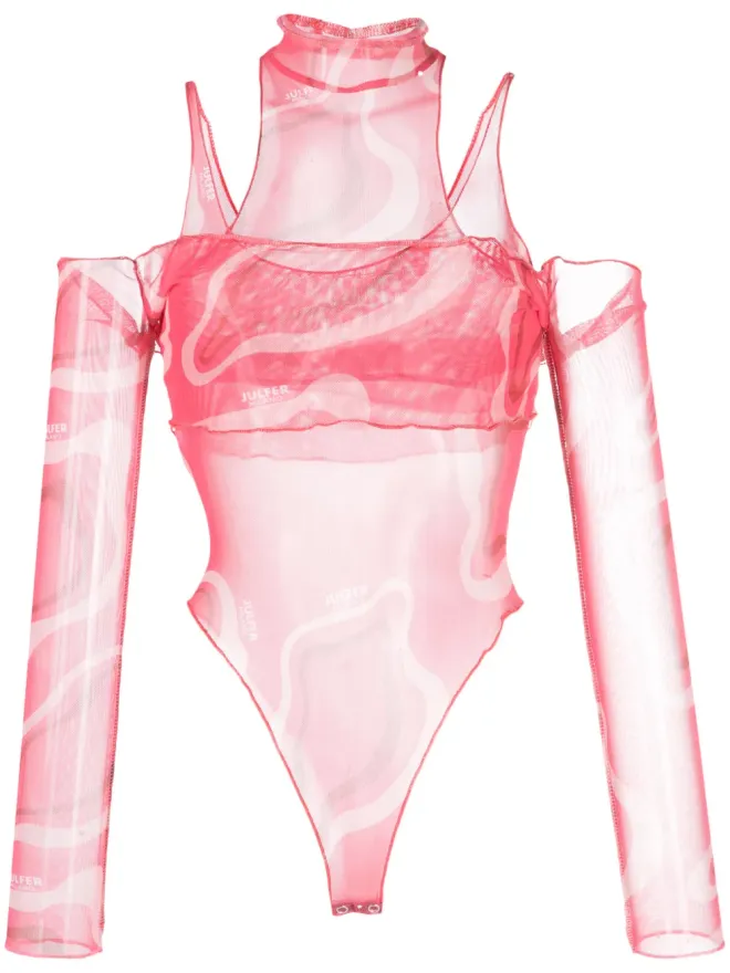 JULFER JULFER Janet wave-print bodysuit - Pinkの商品画像