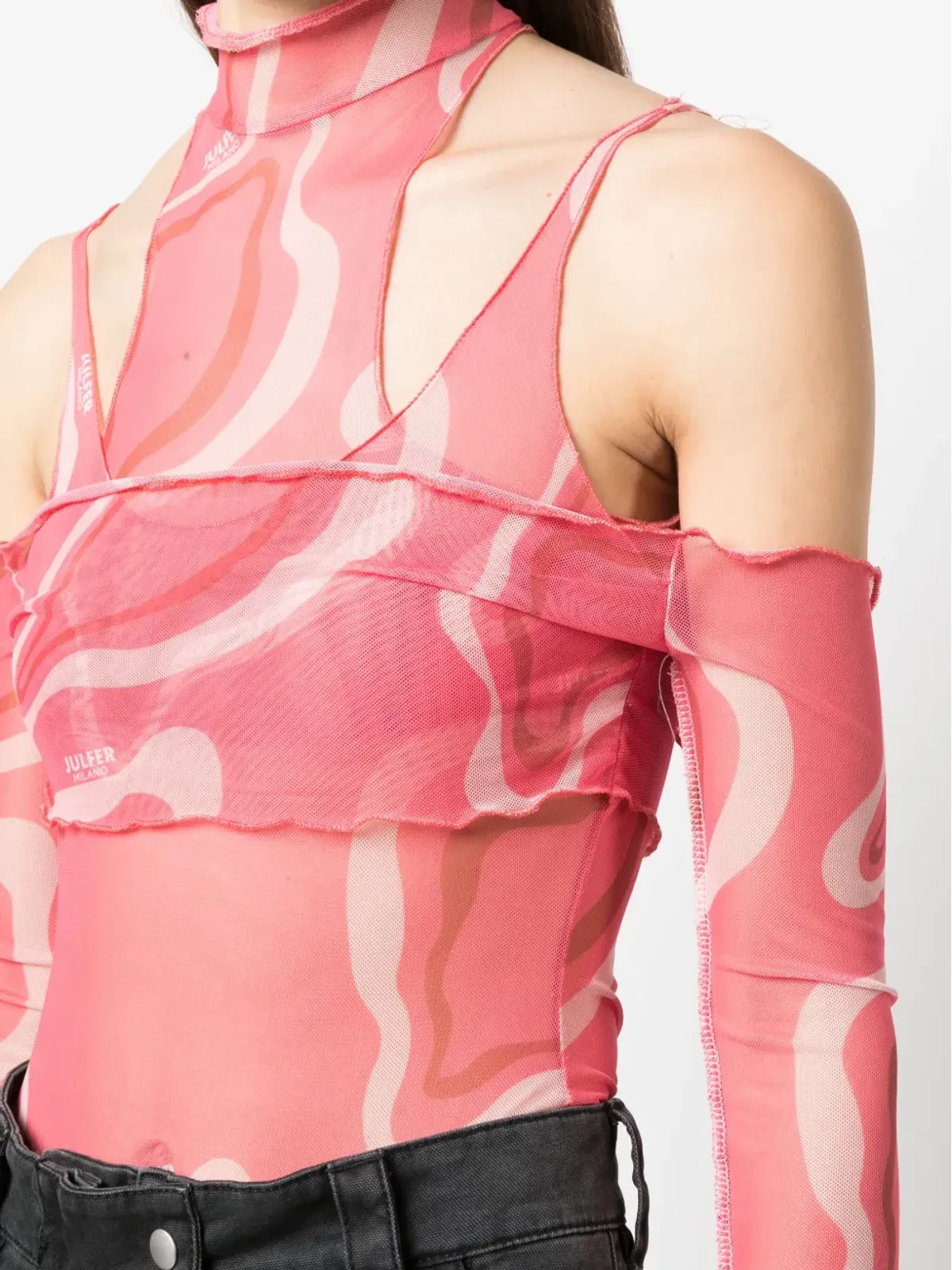 JULFER Janet wave-print bodysuit - Pink - 画像5