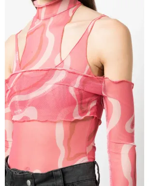 JULFER Janet wave-print bodysuit - Pink - サムネイル5