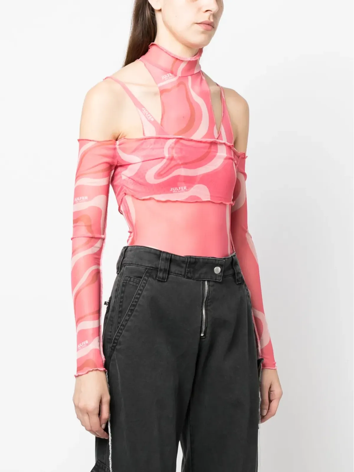JULFER Janet wave-print bodysuit - Pink - 画像3
