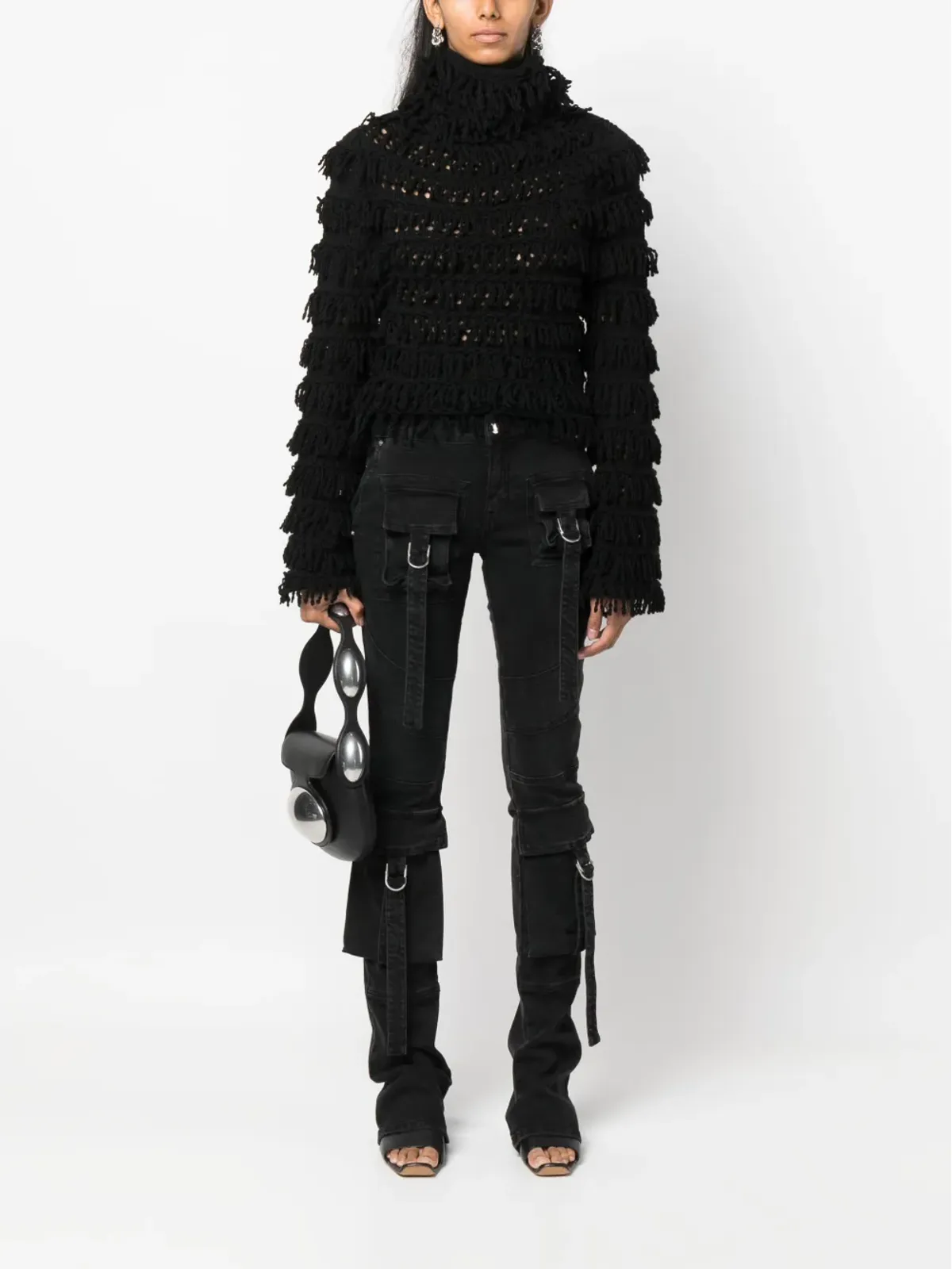Blumarine フリンジディテールのオープンニットジャンパー - 画像2