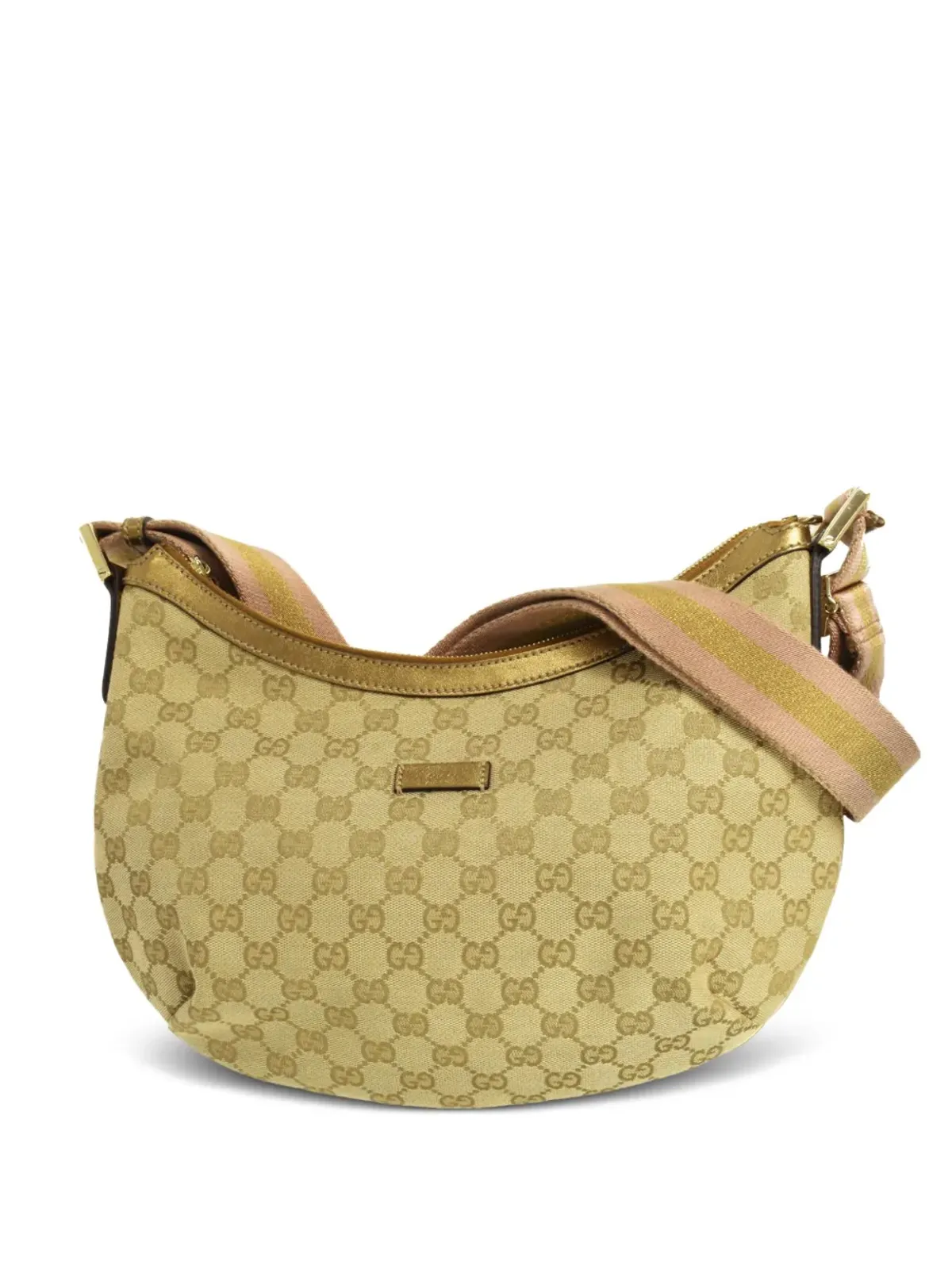 Gucci ビンテージ 1990-2000 クラシックGGキャンバス ジップ付きショルダーバッグ - 画像1
