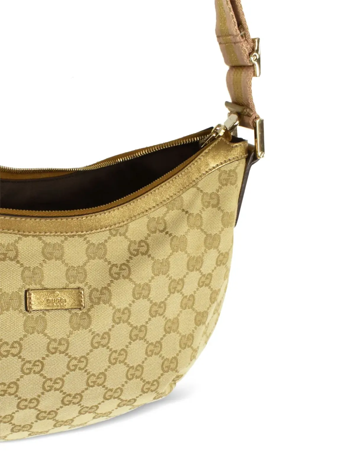 Gucci ビンテージ 1990-2000 クラシックGGキャンバス ジップ付きショルダーバッグ - 画像4