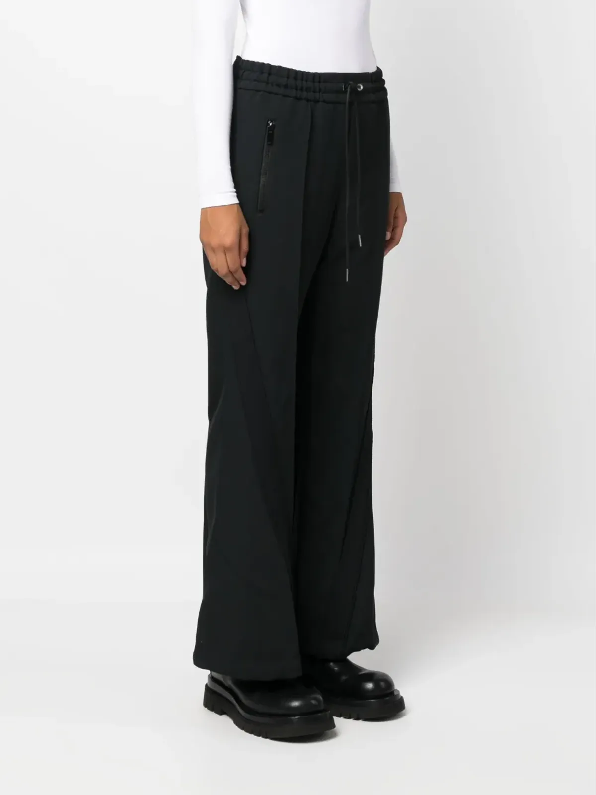 sacai ストライプディテールのストレートパンツ - ブラック - 画像3