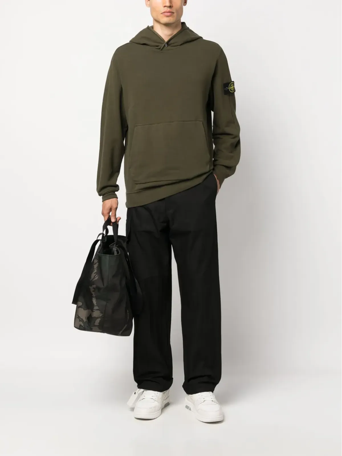 Stone Island ロゴパッチ コットン フード付きパーカー - 画像2